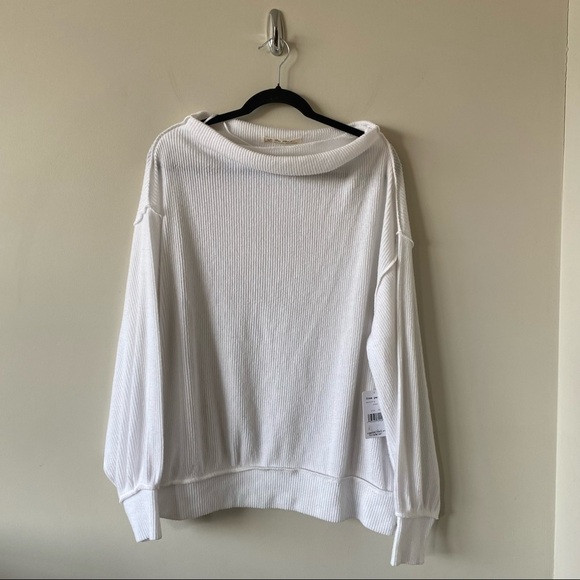 Nwt-Free People Main Squeeze White Ribbed Sweater - Picture 2 of 8